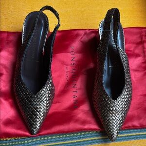 Pons Quintana Brown Heels with Intricate Design